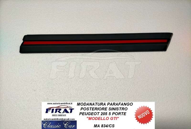 MODANATURA PARAFANGO PEUGEOT 205 5 PORTE POST.SX MOD.GTI (834/CS
